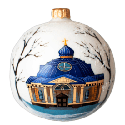 Маленькое стеклянное украшение янтарное